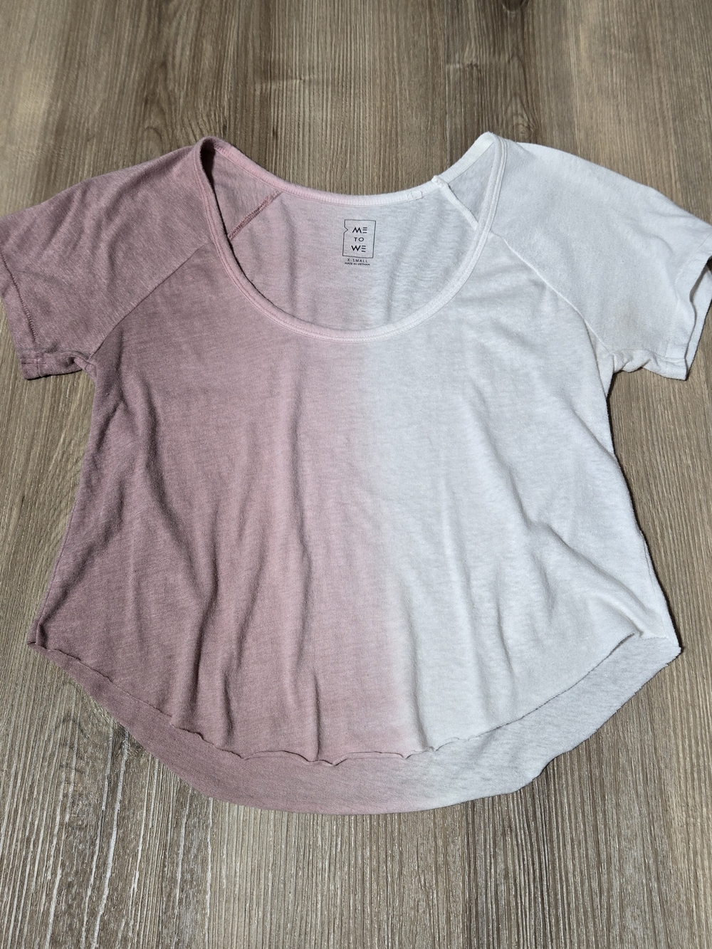 Me to We Pink and White Scoop Neck Dip-Dye Tee